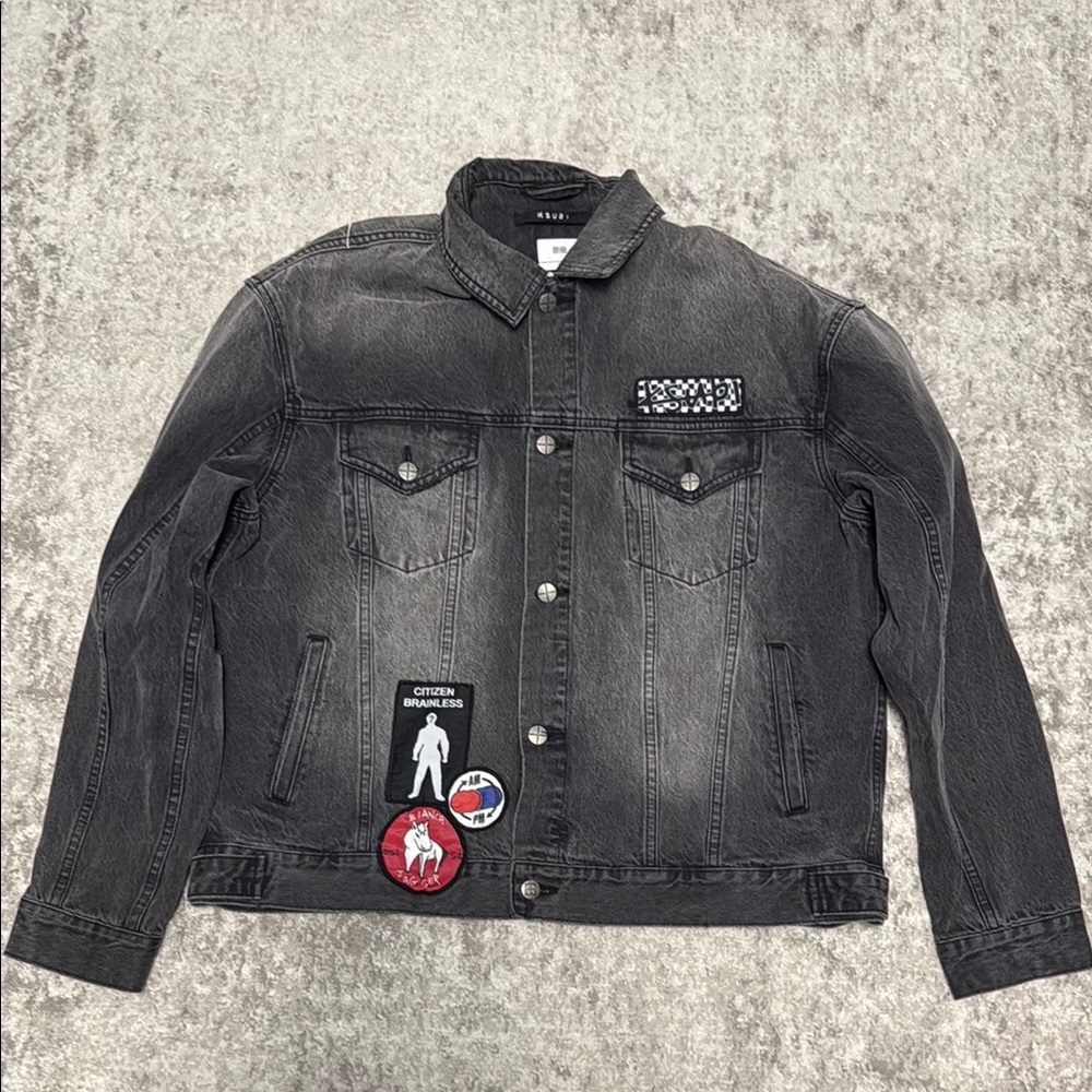 Ksubi Black Denim Jacket with Patches